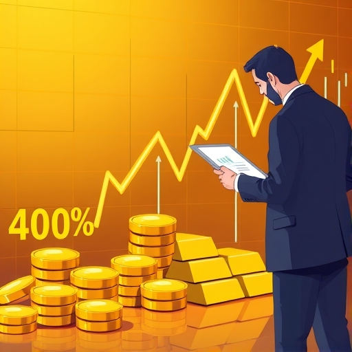 一堆金幣在圖表上