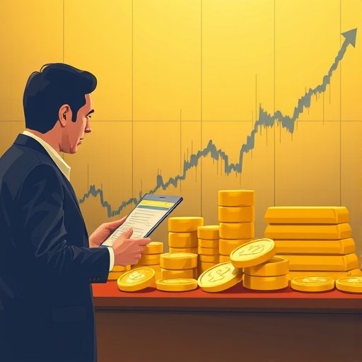 一位投資者正在分析黃金價格