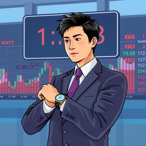 一位商人在調整手錶以對應美國市場的時間