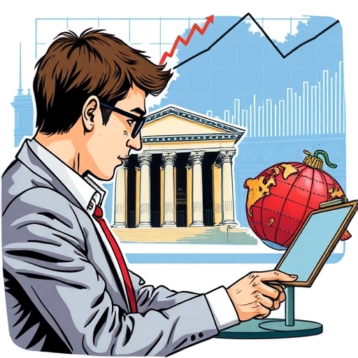 一位男子在分析全球金融趨勢