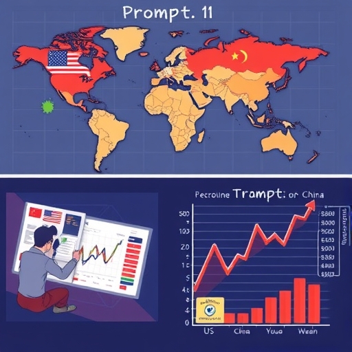 交易者正在分析美中貿易關係的圖表