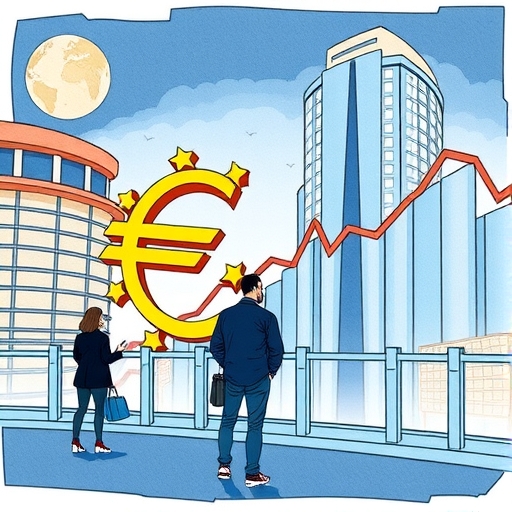 歐元在金融市場上升的示意圖