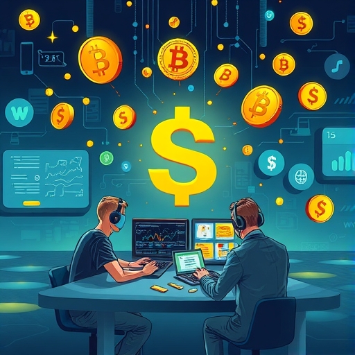 數位貨幣轉型概念插畫