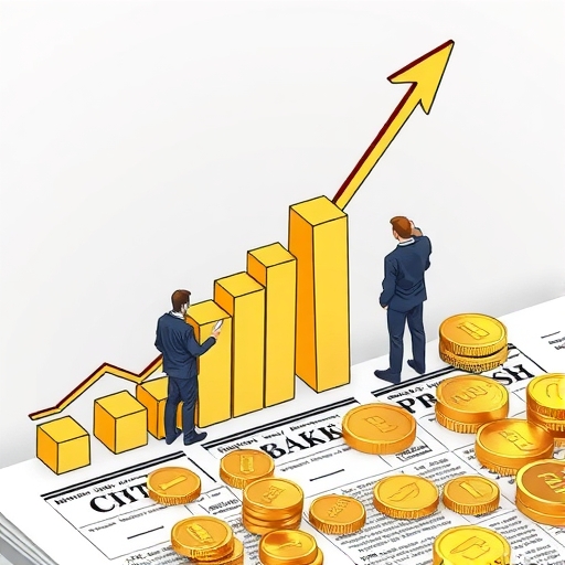 散落在金融報紙上的金幣