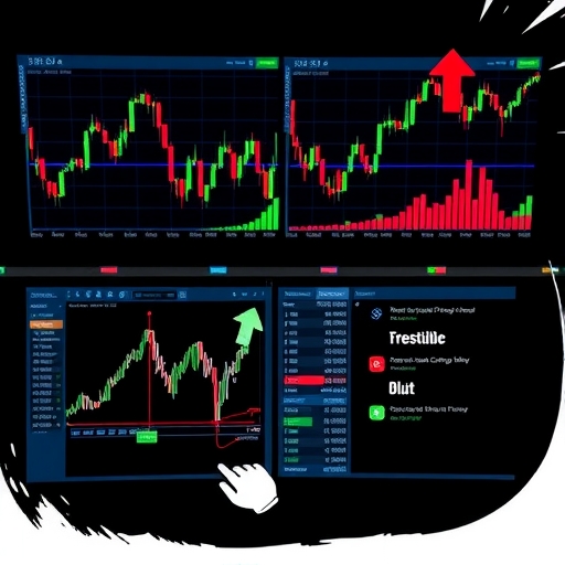 顯示背離信號的圖表,伴隨著箭頭指示趨勢方向