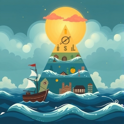 一位航海者在風暴海洋中導航,手中持有清晰的地圖
