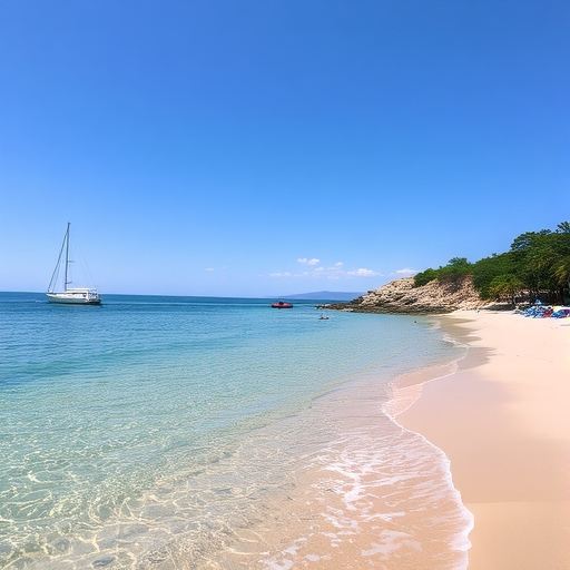 一個風景優美的海灘,海水清澈