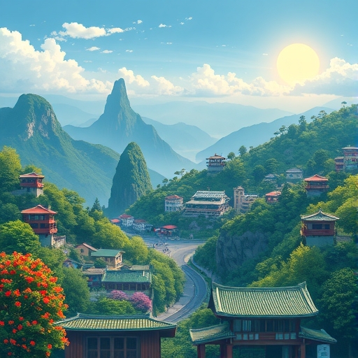 台灣海岸線與海景的插畫