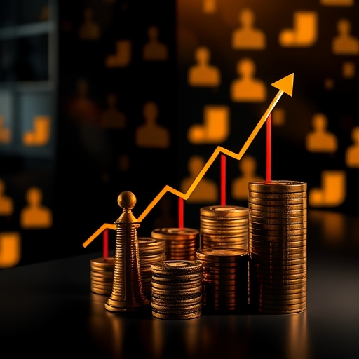 一個簡約現代的金融圖表，顯示向上趨勢。