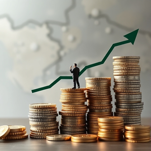 一個抽象動態的金融投資策略視覺化圖案。