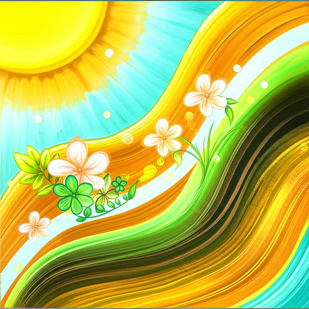 金融樂觀主義藝術插畫，描繪陽光穿透陰霾、市場指數上升與投資者微笑的場景