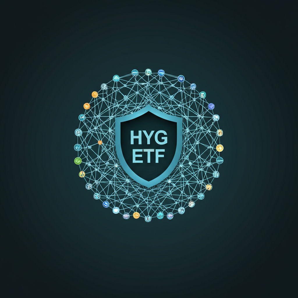 HYG ETF 投資組合的多元債券網絡,象徵風險分散