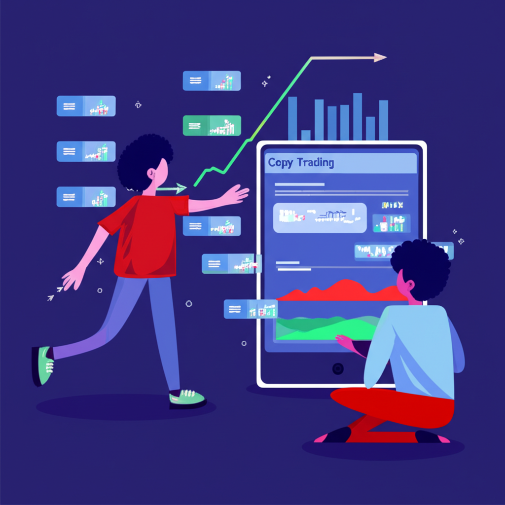 投資人自信導航金融市場,觀察平板上的跟單交易自動成長過程