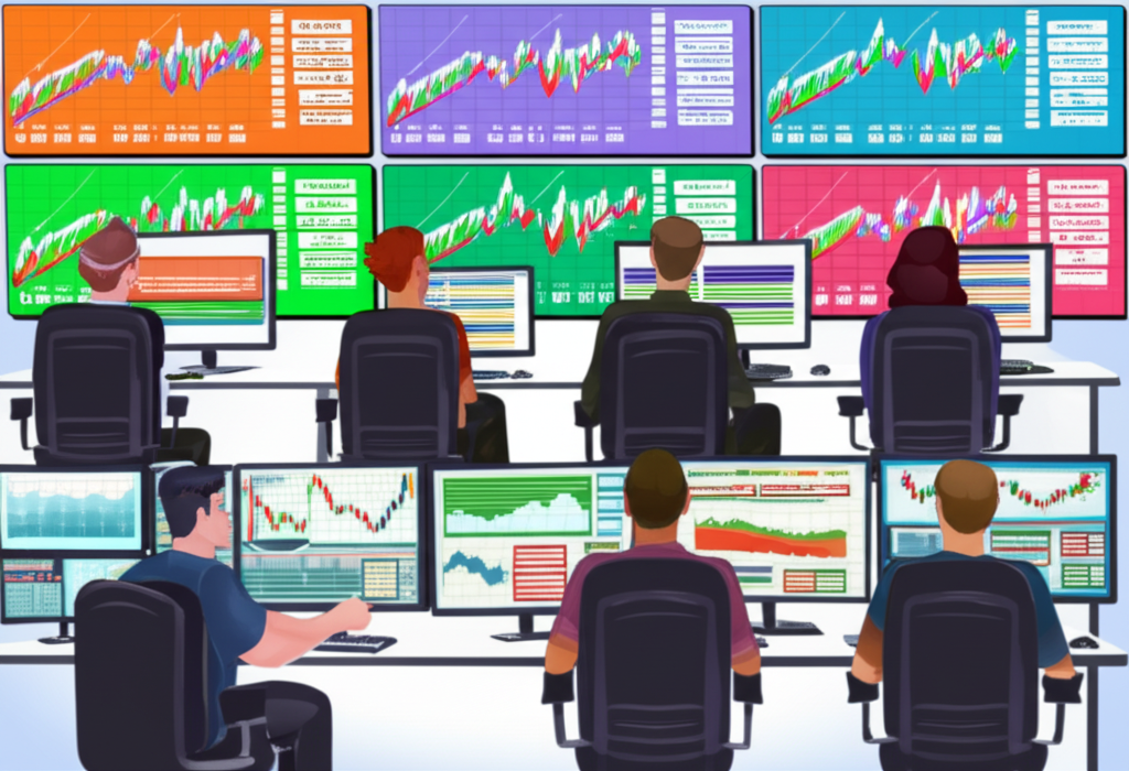交易者監控 Pivot 指標的金融圖表示意圖