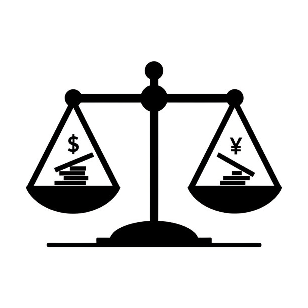 公債價格與殖利率反向關係示意圖，顯示兩個互聯秤盤的平衡