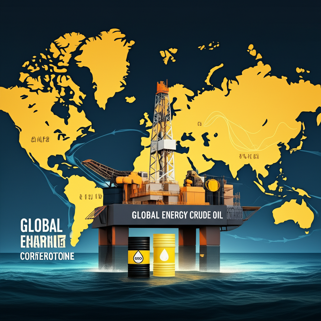 北海油田平台與全球能源市場示意圖