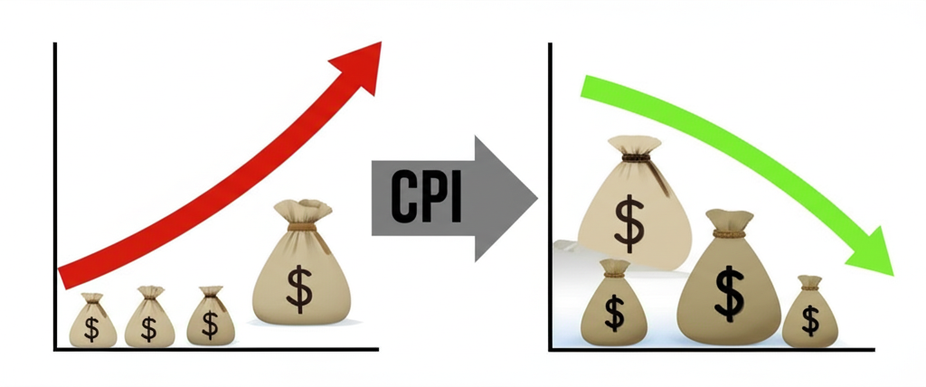 高CPI負面影響示意圖，包括購買力下降與企業成本上升