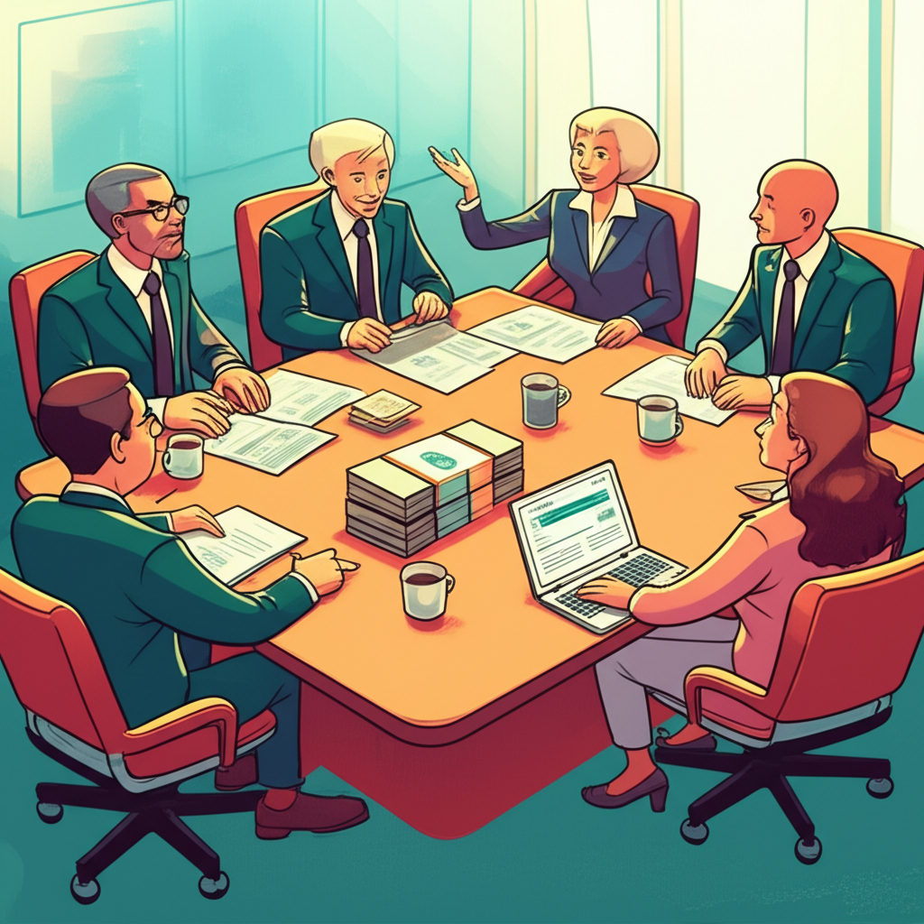 公司董事會討論利潤分配，展示現金和股票股息作為股東回報的基本概念