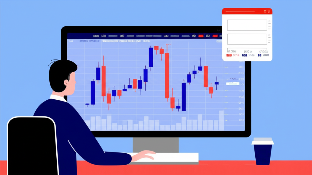 電腦螢幕顯示道瓊指數即時走勢圖，包括K線形態、成交量與Yahoo Finance等平台數據