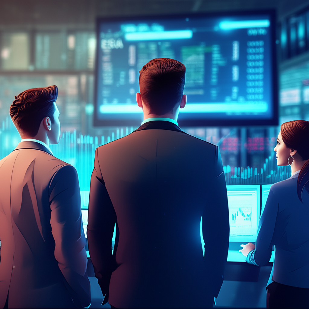 全球能源市場插圖，投資者注視數據螢幕顯示波動油價和EIA報告