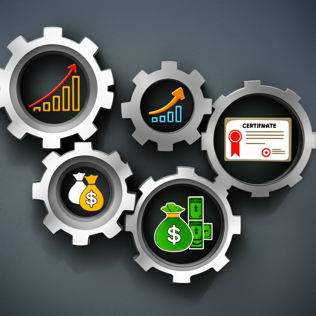 複雜齒輪機制代表對賭協議的條件達成與調整，包含業績指標、上市進度與補償方式如現金與股權