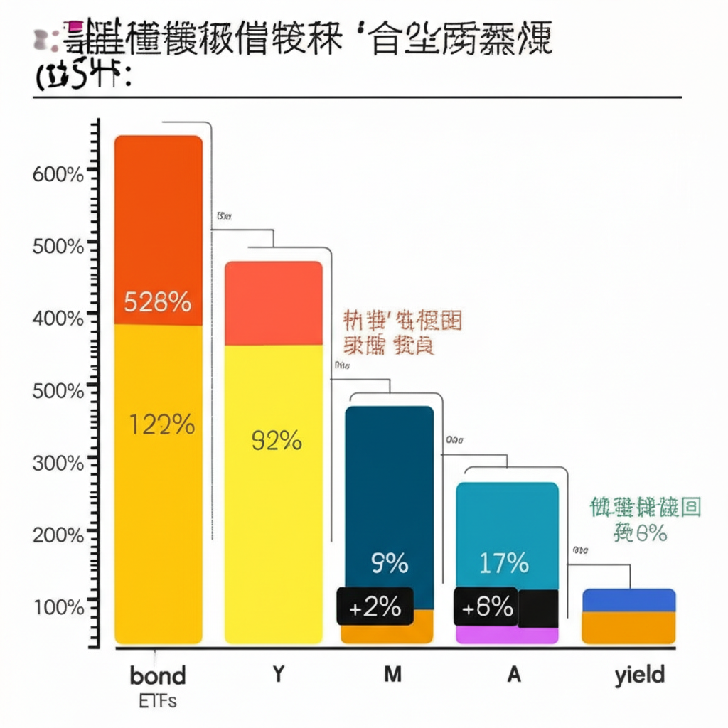 各種債券ETF以不同顏色方塊排列成排行格式的插圖,顯示殖利率等數據,在台灣市場環境中