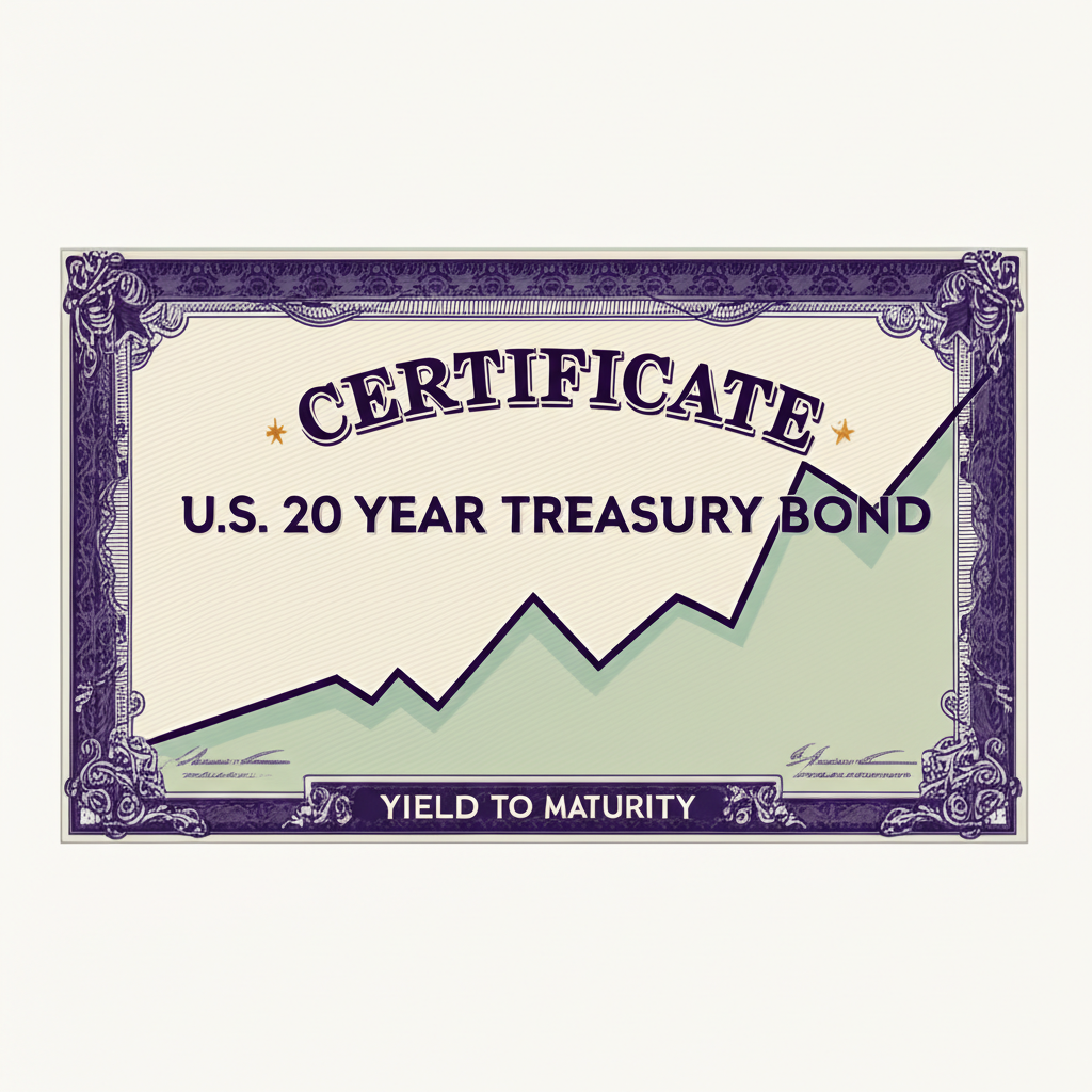 美國20年期公債憑證與到期收益率圖表，象徵長期投資工具反映經濟條件、通膨壓力與貨幣政策預期