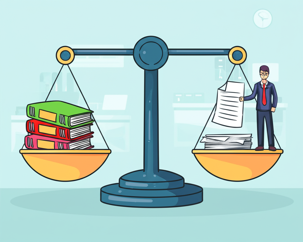 資產負債表秤顯示帳面價值高於可回收金額，會計師向下調整資產價值的插圖