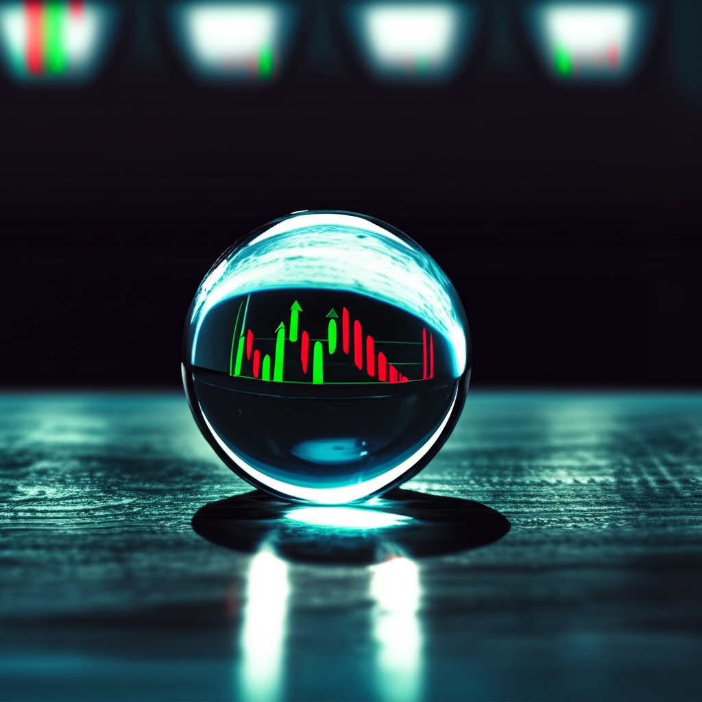 水晶球預測股價趨勢插圖，成交量放大引領上漲趨勢，縮量預示向下走勢