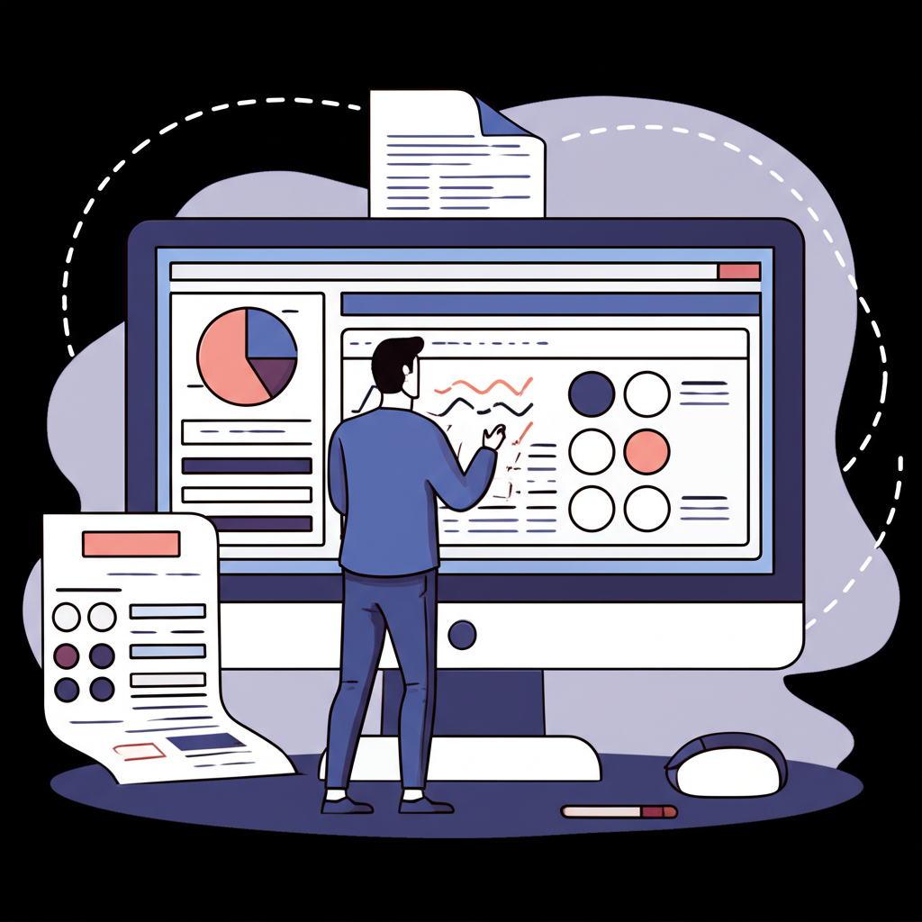 統計人員分析美國勞工統計局BLS數據的插圖，聚焦非農私部門就業數字和報告