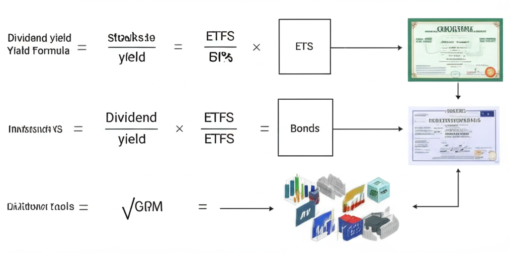 從殖利率基本概念到計算公式，再延伸至股票、ETF 和債券等投資工具的應用路徑示意圖