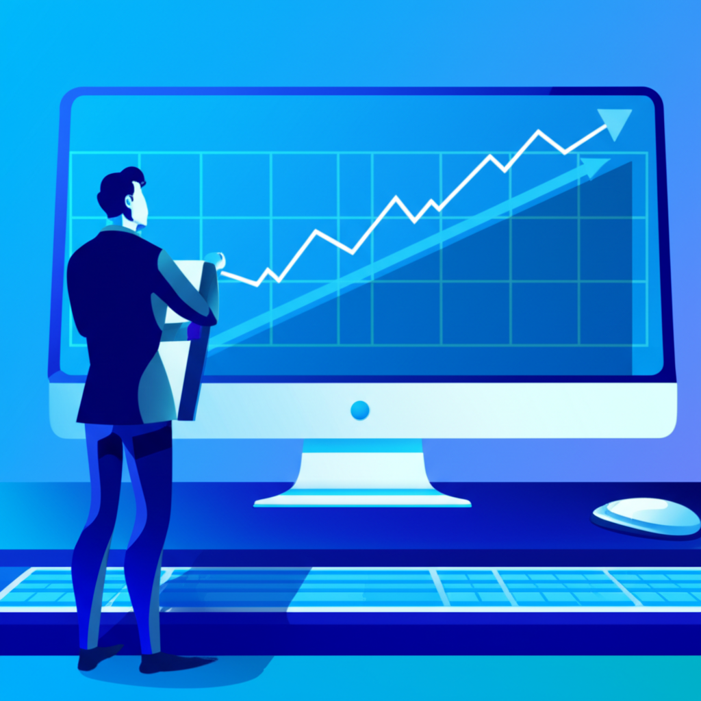 交易者分析股票圖表,價格上漲箭頭遭遇阻力位屏障,象徵市場決策與成長策略