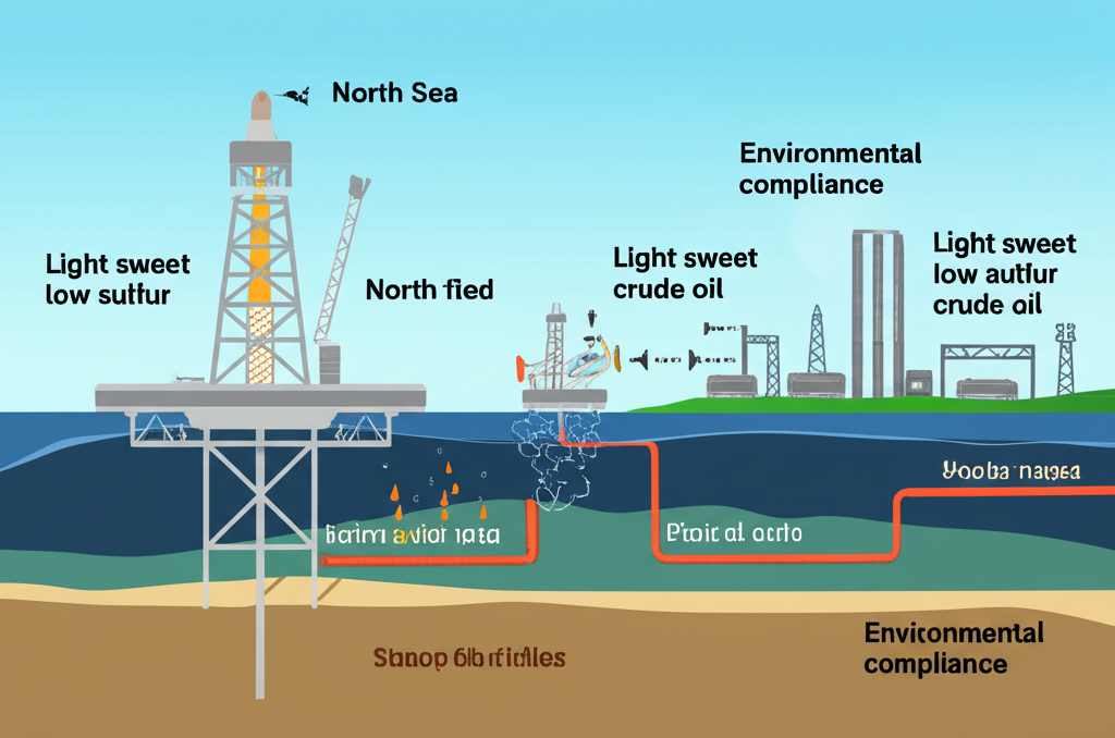 北海油田橫截面與輕質低硫原油特性圖