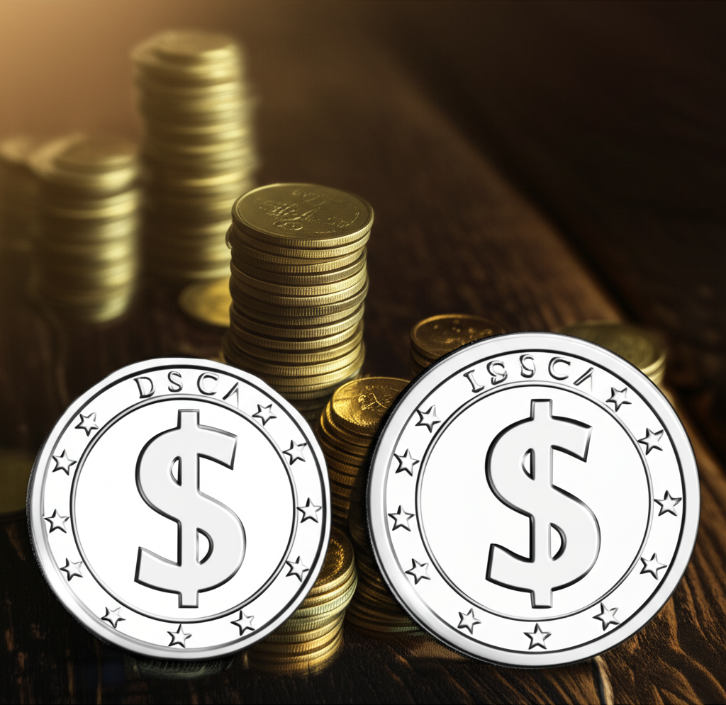 單一美元幣與股票圖示對比大額股數