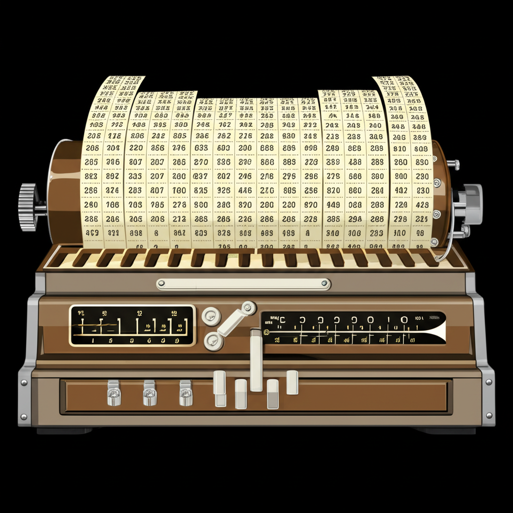 復古打字機顯示數字與股票符號，代表1896年成立的道瓊工業指數作為藍籌股指標