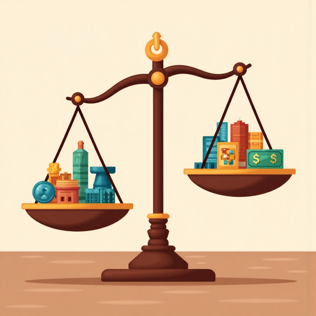 價差交易的平衡秤插圖，一側放置股票與選擇權符號，另一側顯示風險指標，代表風險管理與平衡方法