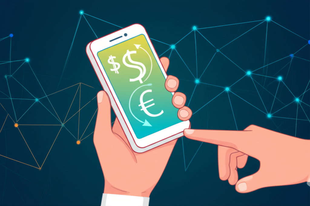 外匯交易中匯率差異的數位螢幕示意圖,顯示兩種貨幣價值交換的核心概念