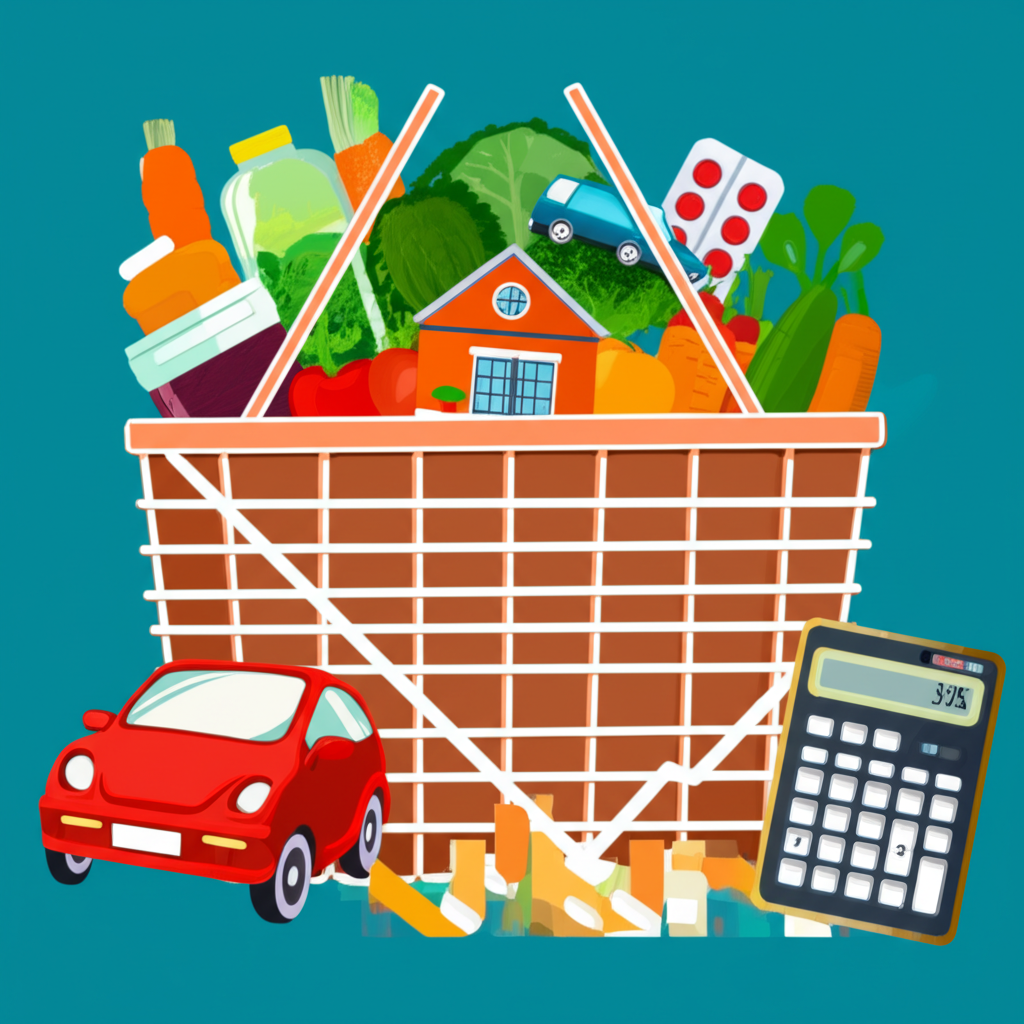 購物籃中日常商品與服務價格變動示意圖