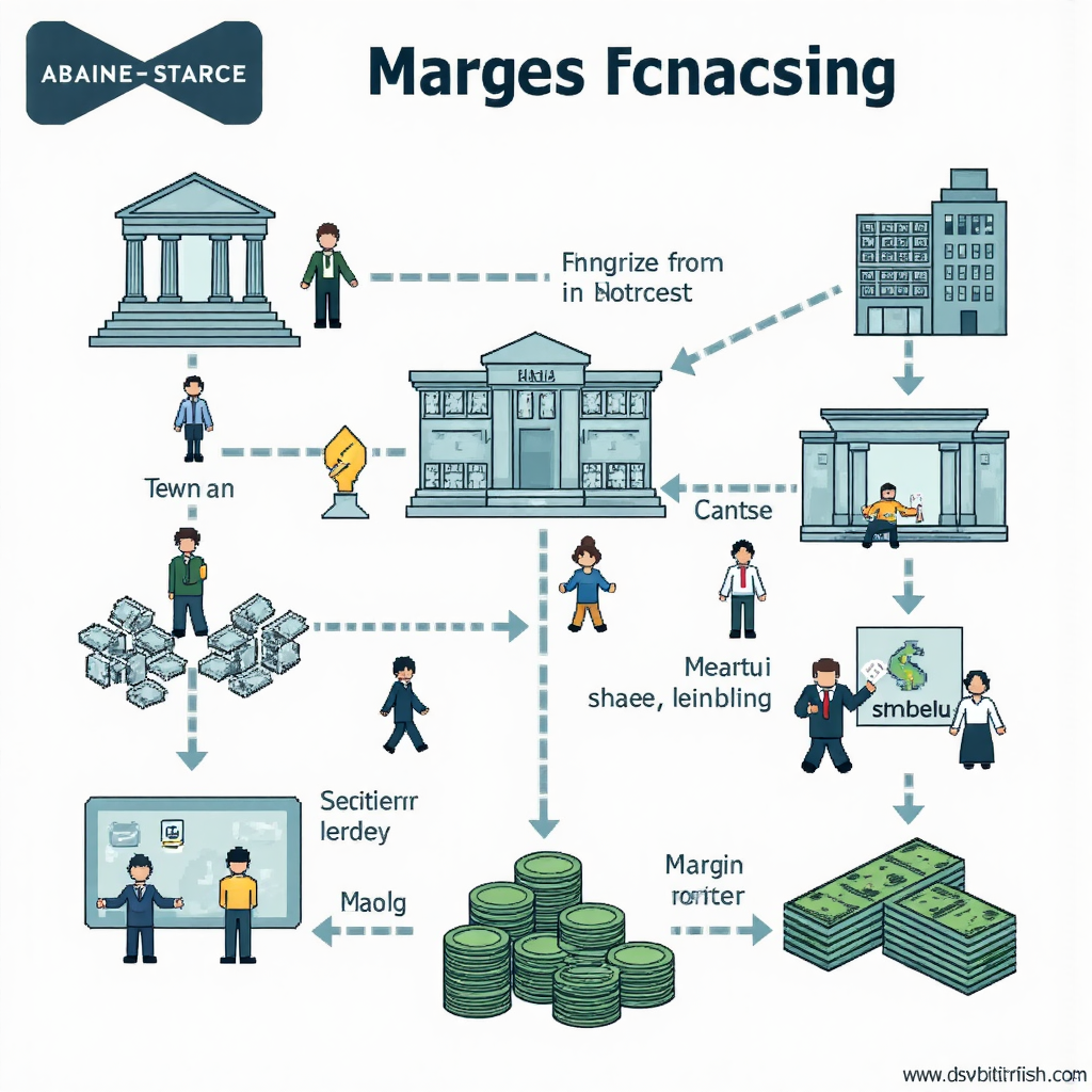 台灣股票融資融券機制的像素藝術資訊圖,展示投資人與券商間資金與股份流動