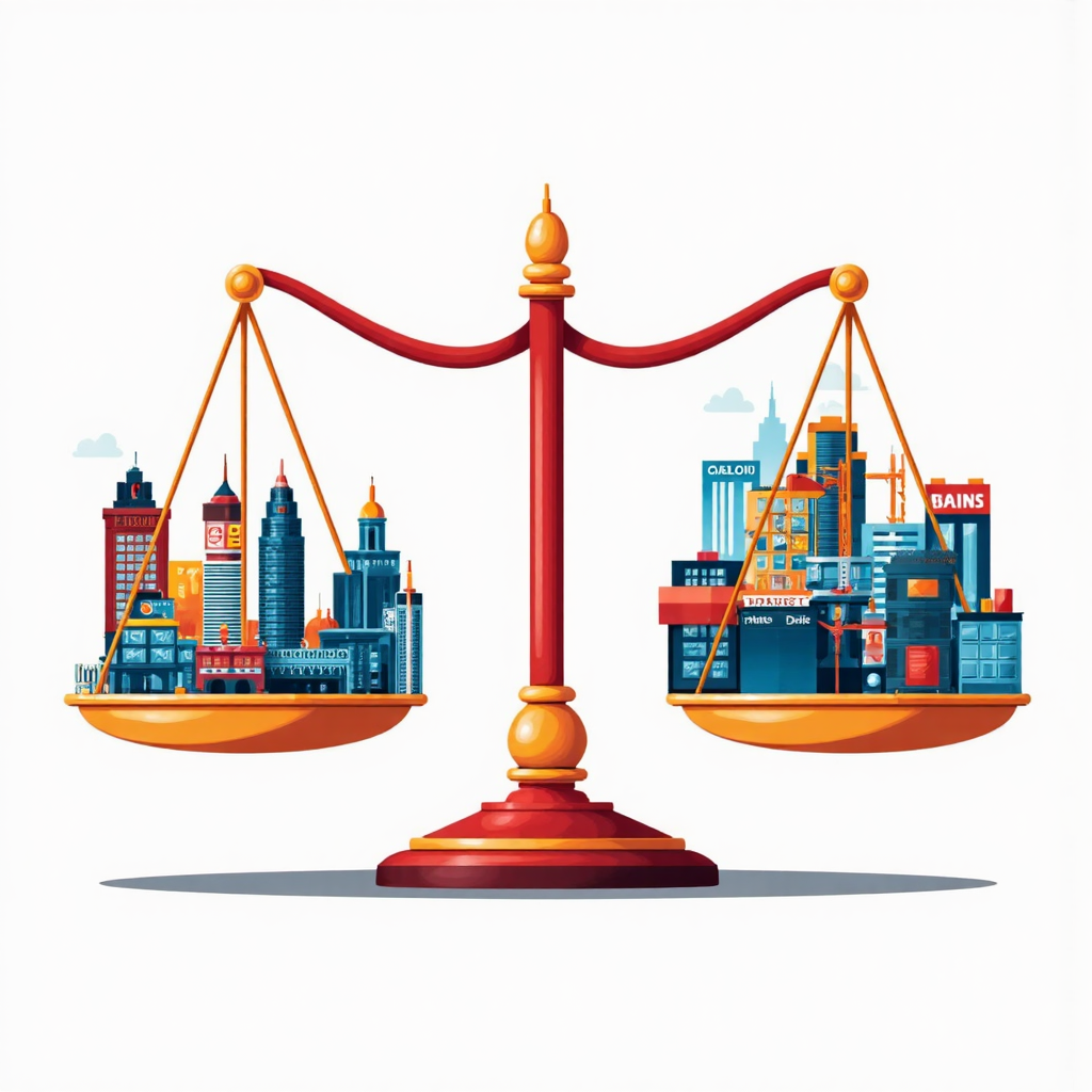 FTSE 100 成分股產業權重像素藝術圖,平衡秤上顯示石油、金融與製藥等圖標與指數走勢